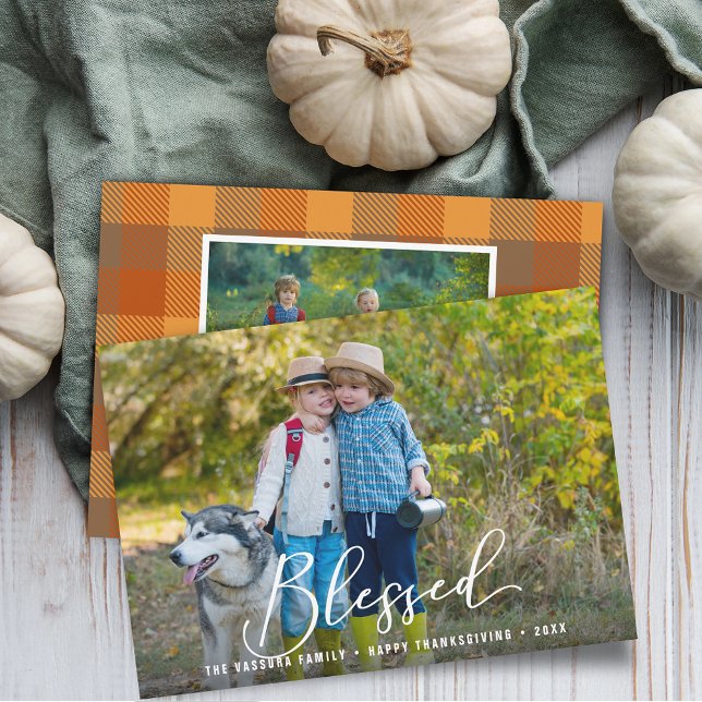 Cartes Pour Fêtes Annuelles Bienheureux Thanksgiving Photos (Blessed Thanksgiving Photos Holiday Card)