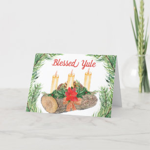 Cartes Pour Fêtes Annuelles Bienheureux Yule Log Pagan Wicca