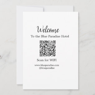 Cartes Pour Fêtes Annuelles Bienvenue à l'hôtel restaurant villa scan QR WIFI