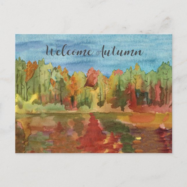 Cartes Pour Fêtes Annuelles Bienvenue automne lac automne arbres aquarelle pei (Devant)