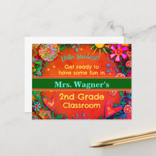 Cartes Pour Fêtes Annuelles Bienvenue customisé À L'École Coeurs Floraux