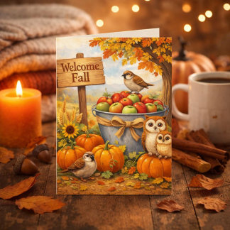 Cartes Pour Fêtes Annuelles Bienvenue en Automne Pensées pour Vous