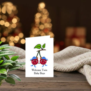 Cartes Pour Fêtes Annuelles Bienvenue Jumeaux Bébés Garçons