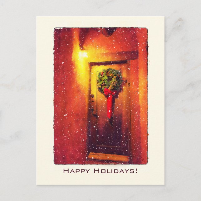Cartes Pour Fêtes Annuelles Bienvenue Porte courre neige Noël (Devant)