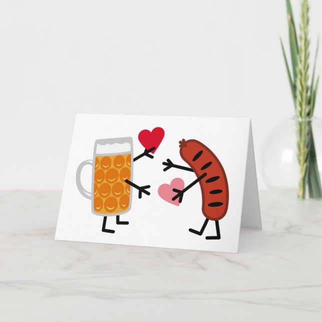 Cartes Pour Fêtes Annuelles Bière & Bratwurst - Saint Valentin (Devant)