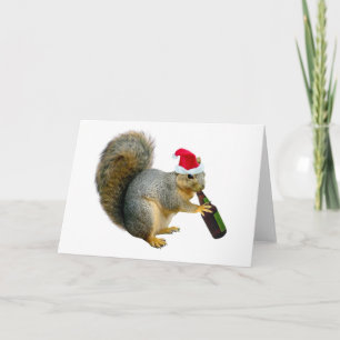 Cartes Pour Fêtes Annuelles Bière de boisson père Noël Squirrel
