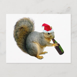Cartes Pour Fêtes Annuelles Bière de boisson père Noël Squirrel