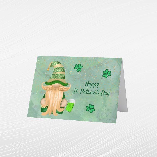 Cartes Pour Fêtes Annuelles Bière Trèfle d'Or Vert Gnome Saint-Patrick (Créateur téléchargé)