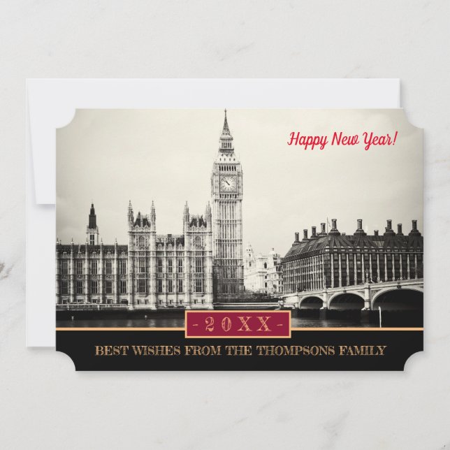Cartes Pour Fêtes Annuelles Big Ben Londres, Westminster et Bonne Année ! Cart (Devant)