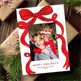 Cartes Pour Fêtes Annuelles Big Bold Bright Red Bow Christmas Photo