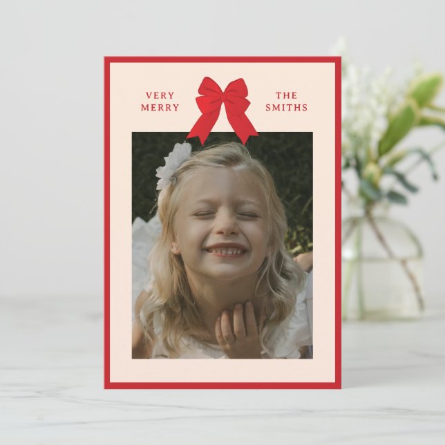 Cartes Pour Fêtes Annuelles Big Bow Flat Holiday Card (Debout devant)