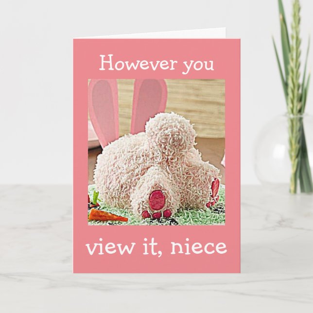 CARTES POUR FÊTES ANNUELLES BIG BUNNY BUTT / BIG EASTER WISTER CARD NIECE (Devant)