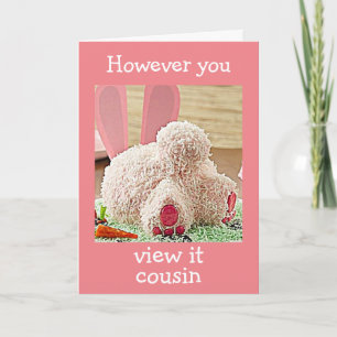 CARTES POUR FÊTES ANNUELLES BIG BUNNY BUTT EASTER SOUHAITANT "COUSIN"