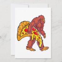 Bigfoot drôle marcher avec grande tranche de pizza