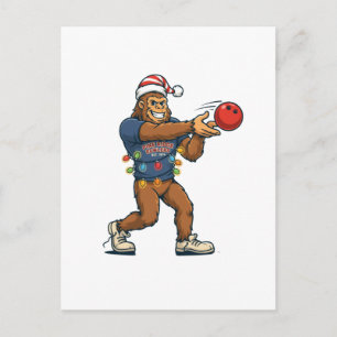 Cartes Pour Fêtes Annuelles Bigfoot Sasquatch Bowling Drôle de Vacances Sporti