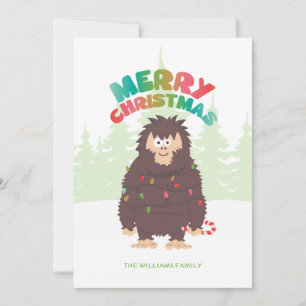 Cartes Pour Fêtes Annuelles Bigfoot Sasquatch Christmas Flat Holiday Card