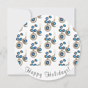 Cartes Pour Fêtes Annuelles Bijoux de Noël Arbre bleu noir brillant Lune