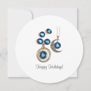 Cartes Pour Fêtes Annuelles Bijoux de Noël Arbre bleu noir brillant Lune