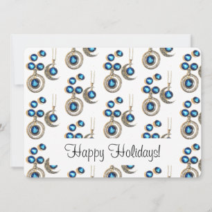 Cartes Pour Fêtes Annuelles Bijoux de Noël Arbre bleu noir brillant Lune 
