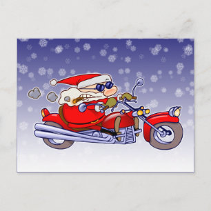 Cartes Pour Fêtes Annuelles Biker Père Noël