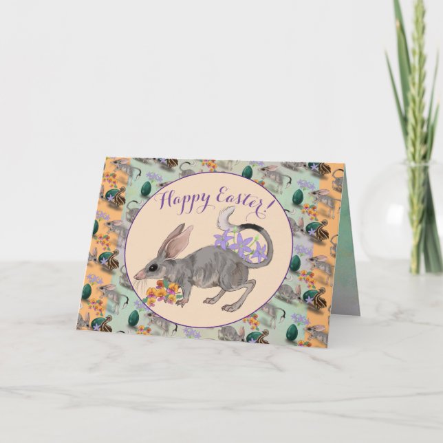 Cartes Pour Fêtes Annuelles Bilby de Pâques et fleurs australiennes (Devant)