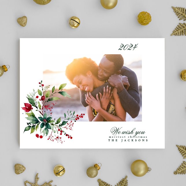 Cartes Pour Fêtes Annuelles Bio hiver naturel Bleu Joyeux Noël Photo (Créateur téléchargé)