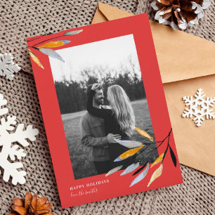 Cartes Pour Fêtes Annuelles Bio Naturel Noël Rouge Fun Photo Aquarelle