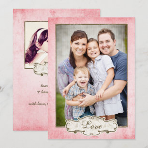 Cartes Pour Fêtes Annuelles Bio Rose Grunge Double Face Photo Holiday