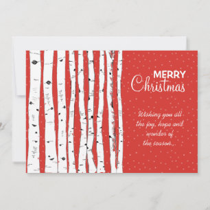Cartes Pour Fêtes Annuelles Birch Trees & Birds Joyeux Noël