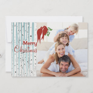 Cartes Pour Fêtes Annuelles Birch Trees Inséparables rouges Joyeux Noël