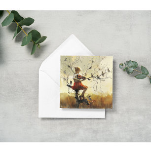 Cartes Pour Fêtes Annuelles Bird Song, fille jouant du violon