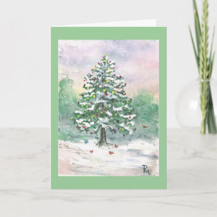 Cartes Pour Fêtes Annuelles 'Birds' Christmas" watercolor