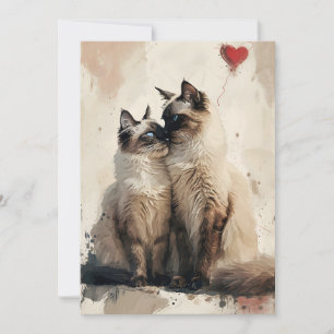 Cartes Pour Fêtes Annuelles Birman chats Valentine's day