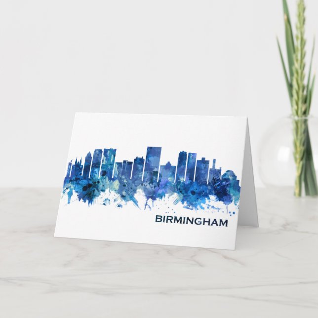 Cartes Pour Fêtes Annuelles Birmingham Alabama Skyline Blue (Devant)