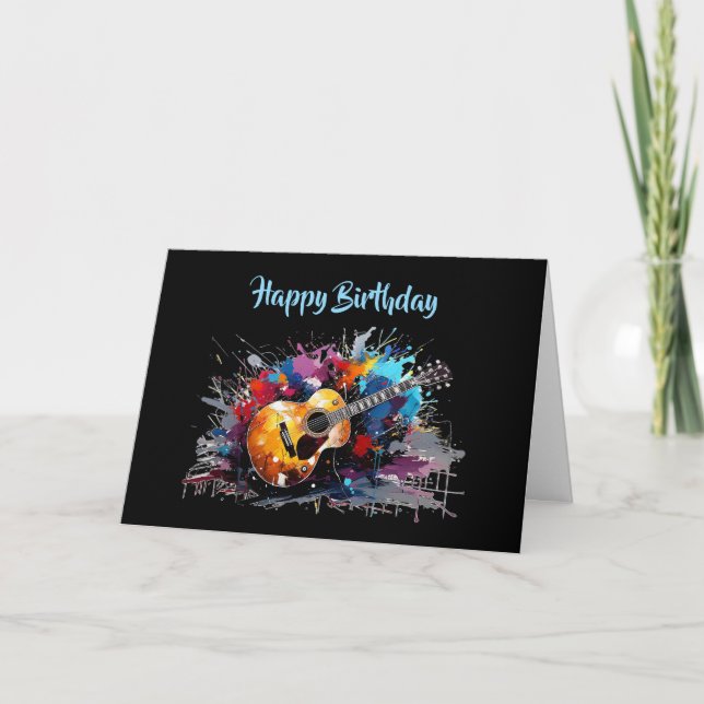 Cartes Pour Fêtes Annuelles Birthday  Artistic Abstract Guitar Music Lover's  (Devant)