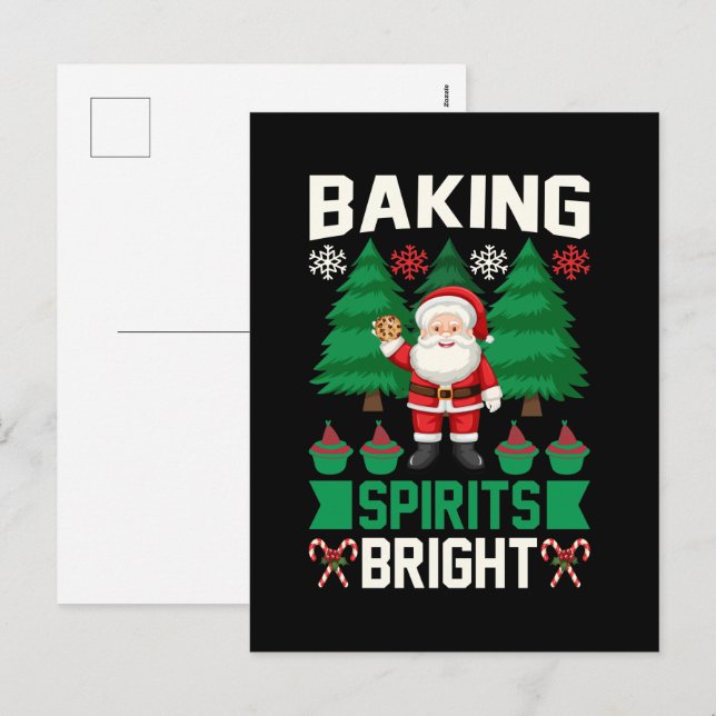 Cartes Pour Fêtes Annuelles biscuit festif de Noël Père Noël (Devant / Derrière)