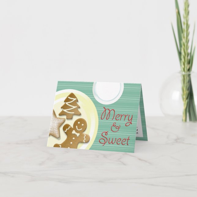 Cartes Pour Fêtes Annuelles biscuits au lait joyeux & rayures bleues doux vaca (Devant)