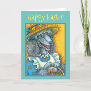 CARTES POUR FÊTES ANNUELLES BISCUITS DE CHIENS ET BASSIN D'OEUFS DE PÂQUES, PO