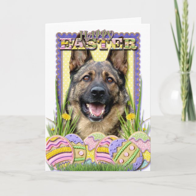Cartes Pour Fêtes Annuelles Biscuits d'oeuf de pâques - berger allemand (Devant)