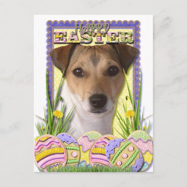 Cartes Pour Fêtes Annuelles Biscuits d'oeuf de pâques - Jack Russell (Devant)