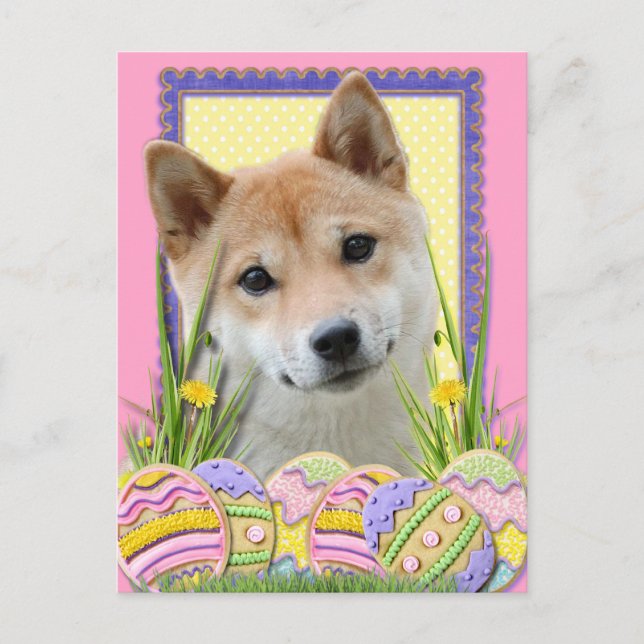 Cartes Pour Fêtes Annuelles Biscuits d'oeuf de pâques - Shiba Inu (Devant)
