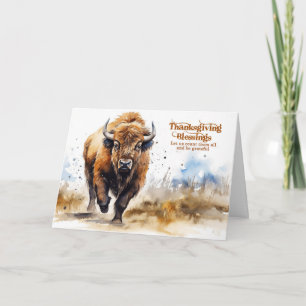 Cartes Pour Fêtes Annuelles Bison américain de Thanksgiving aquarelle
