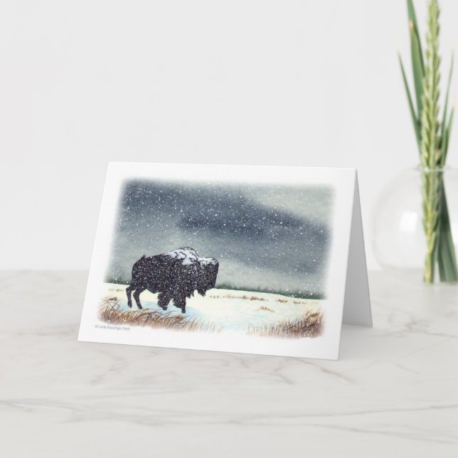 Cartes Pour Fêtes Annuelles Bison épousseté par neige (Devant)