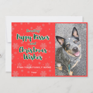 Cartes Pour Fêtes Annuelles Bisous de chiot et vœux de Noël personnalisables