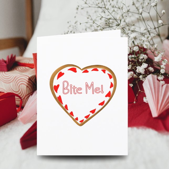 Cartes Pour Fêtes Annuelles Bite Me Valentine's Day Sucre Cookie (Créateur téléchargé)