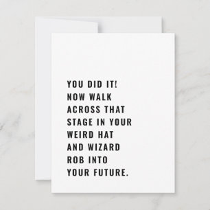 Cartes Pour Fêtes Annuelles Bizarre Casquette et Robe Graduation Card Funny Gr