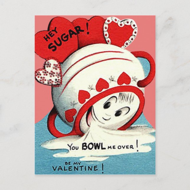 Cartes Pour Fêtes Annuelles Bizarre mignonne Drôle bol de sucre Coeur Valentin (Devant)