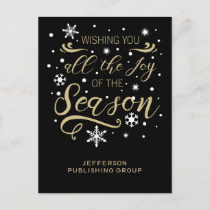 Cartes Pour Fêtes Annuelles Black and Gold Elegant Modern Business vacances