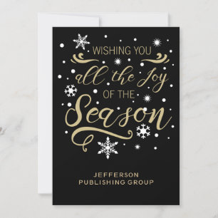 Cartes Pour Fêtes Annuelles Black and Gold Elegant Modern Business vacances