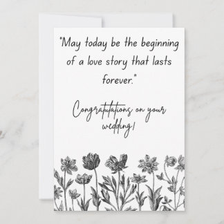 Cartes Pour Fêtes Annuelles  Black and White Floral Wedding celebrating